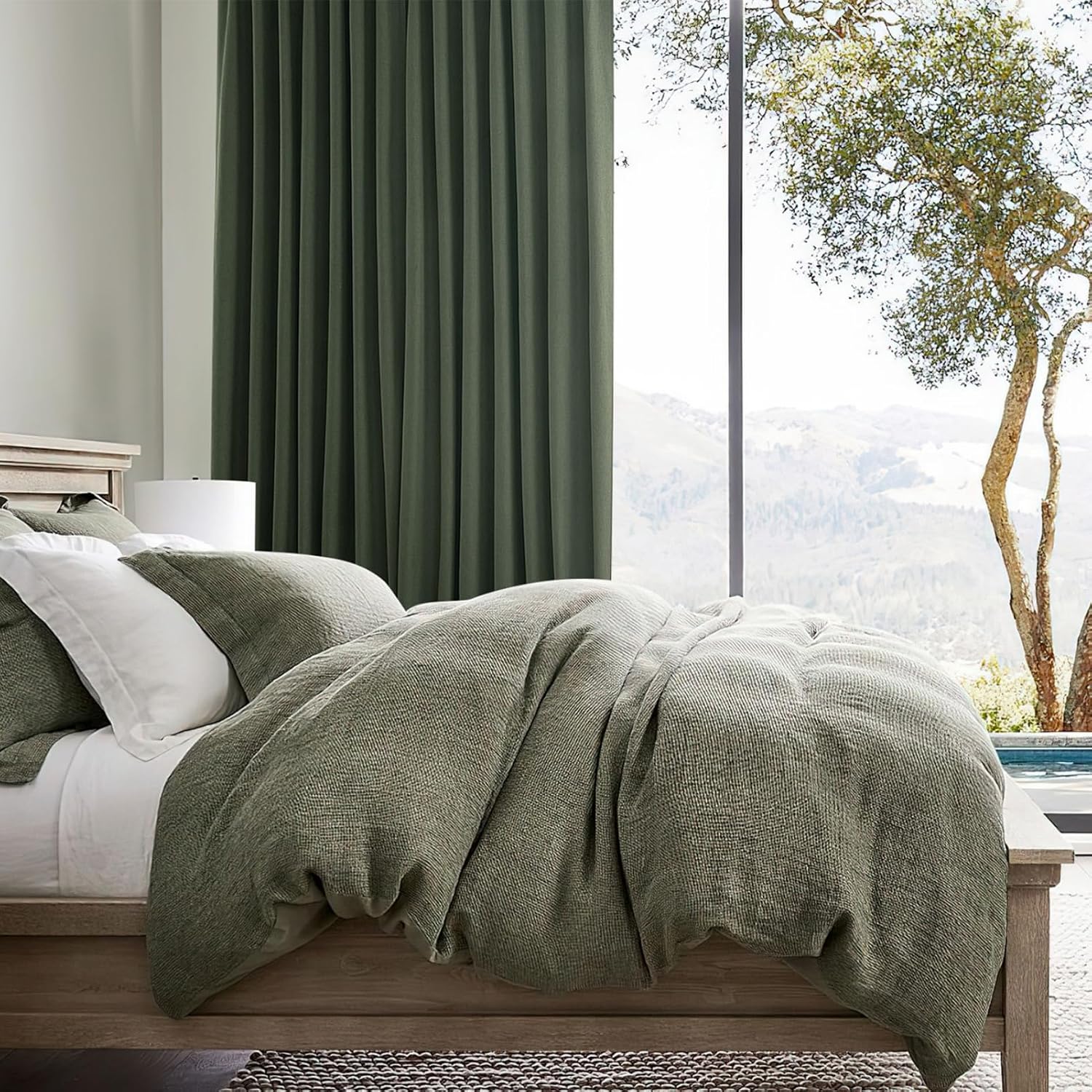 Qjmydeco Blackout Curtains 95 Inches Long, Light Blocking Vintage Dark Green Curtains for Bedroom Heavy Duty Thick Soundproof Thermal Insul…
