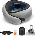 PurrochLife Purroch G-Shape Memory Foam Travel Neck Pillow - 100% Pure Foam Ergonomic Support with Eye Mask & Ear Plugs for Airplane Flight…