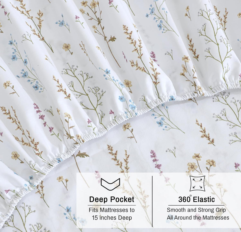 Ruvanti 100% Cotton Organic Percale Sheets Full Size – Crisp Cooling Bed Sheets for Hot Sleepers, Deep Pocket 15”, Soft Peach Finish, Breat…