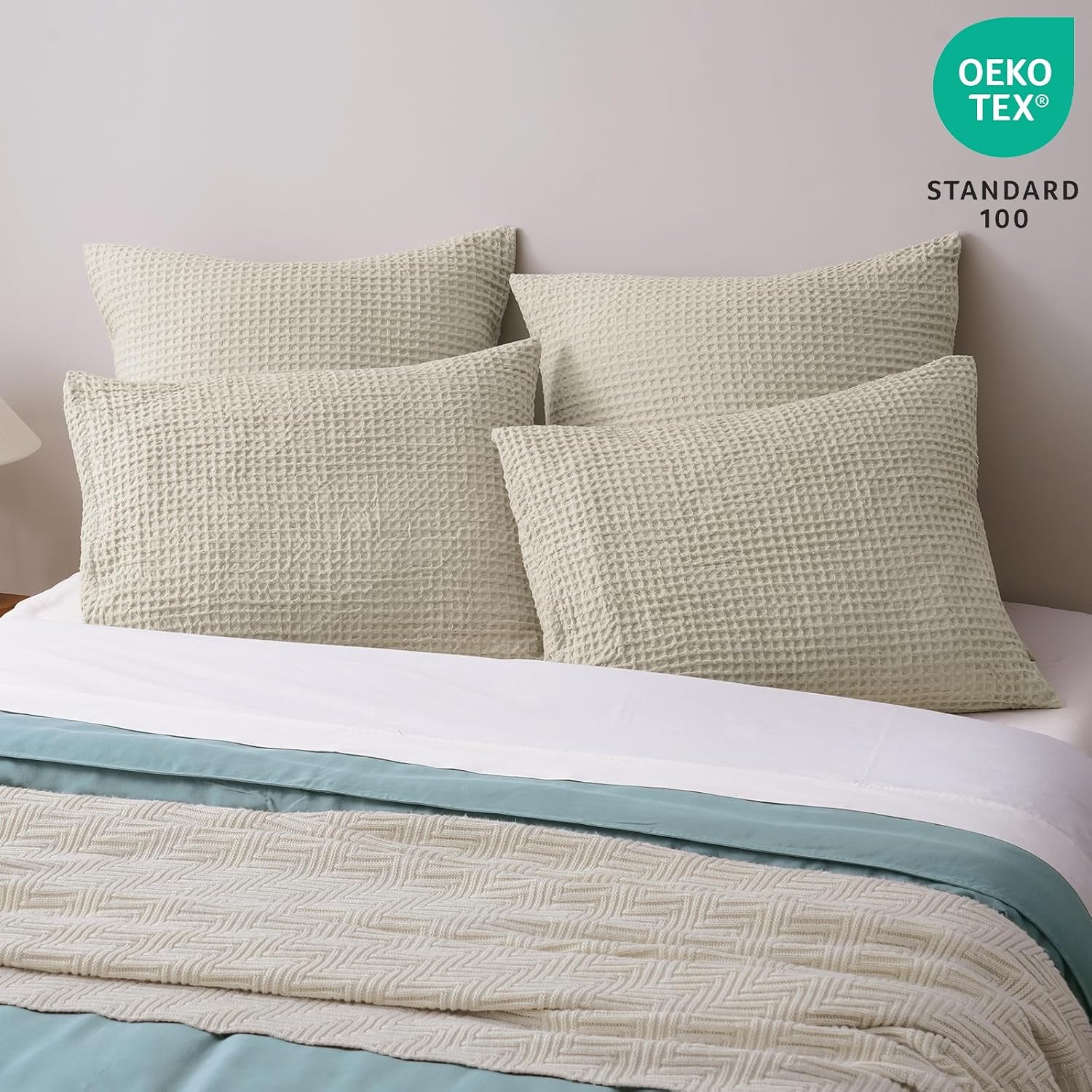 Phf Ultra Soft Waffle Weave Pillow Shams Queen Size, No Insert, 2 Pack 20" x 30" Pillowcases, Breathable & Skin-Friendly Pillow Cases, Styli…