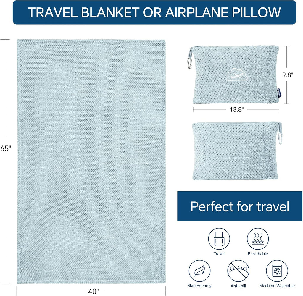 Bedelite Travel Blanket with Bag, Ultra-Soft Jacquard Fleece Blanket with Luggage Sleeve & Backpack Clip, Airplane Blanket Travel Essential…