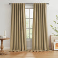 Keqiaosuocai 102 Inch Linen Blackout Curtains for Ceiling Track System Back Tab, Loop Pocket Curtains Pinch Pleated Drapes for Patio Slidin…