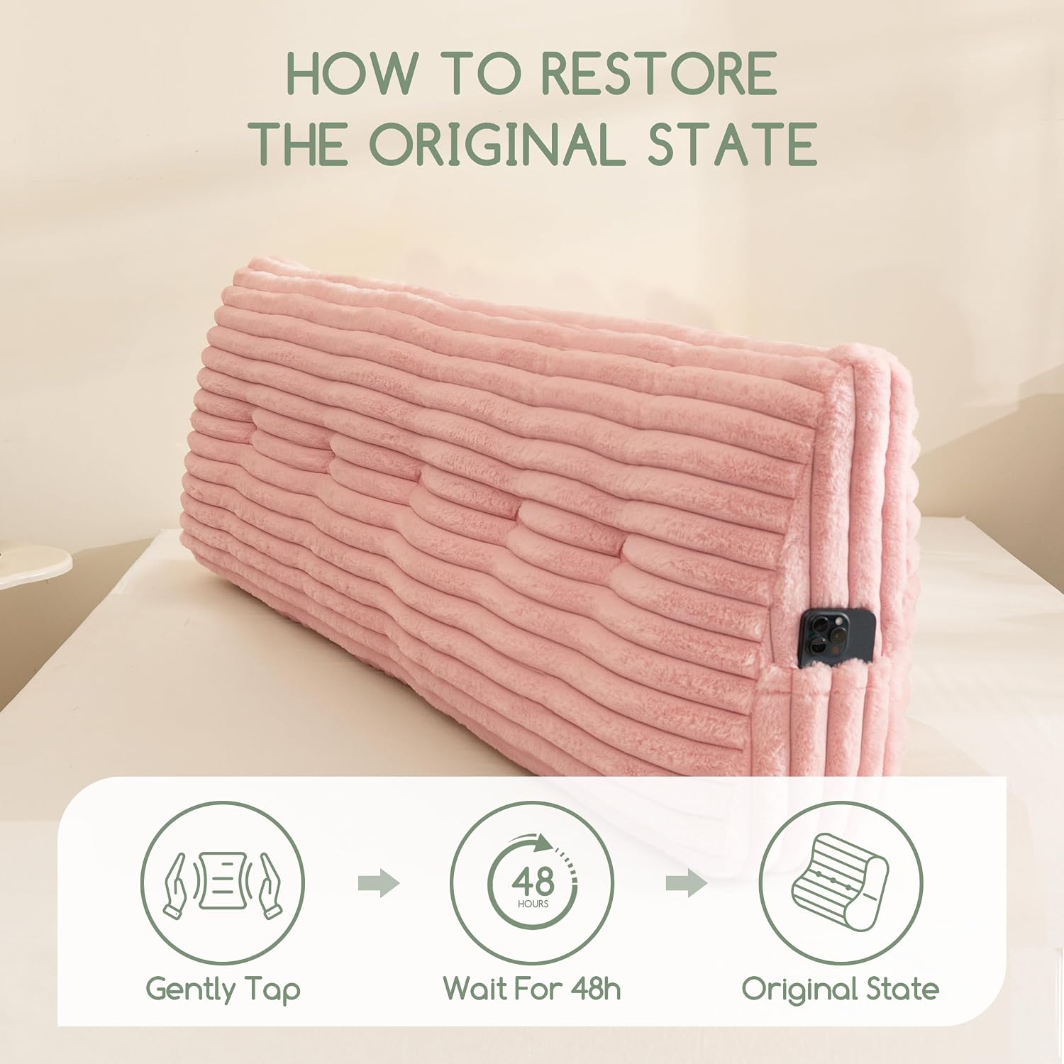 HIGOGOGO Triangular Headboard Wedge Pillow with 2 Cylindrical Pillows and Memory Foam Filling, Daybed Pillows for Sitting up, Reading or…
