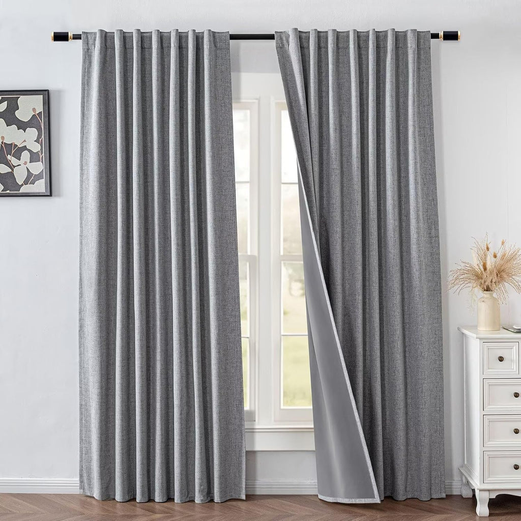 IGEMAEVE 100% Blackout Curtains 108 Inches Long for Bedroom, Black Out Curtains 2 Panels Set, Rod Pocket & Back Tab Thermal Insulated…