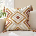 Loopuinhom Boho Pillow Covers 18X18 Inch Boho Tufted Throw Pillow Covers Decorative Tassels Cushion Cover Farmhouse Pillow Case for Couch S…