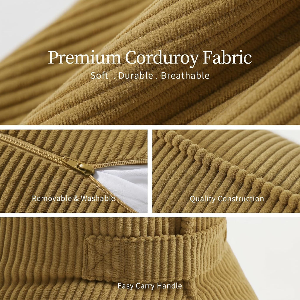 Ailuteie Pat. Pend. Corduroy Lumbar Support Back Pillow for Reading & Lounging, Ergonomic Triangle Cushion for Sofa, Armchair & Bed Sitting…
