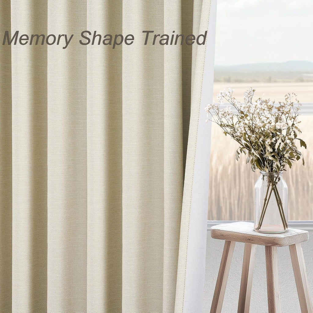 Topfinel 86 Inches Long Cream Colored Custom Blackout Linen Curtains Ivory Cream Pinch Pleated Noise Cancelling Curtains with Pin Hooks for…
