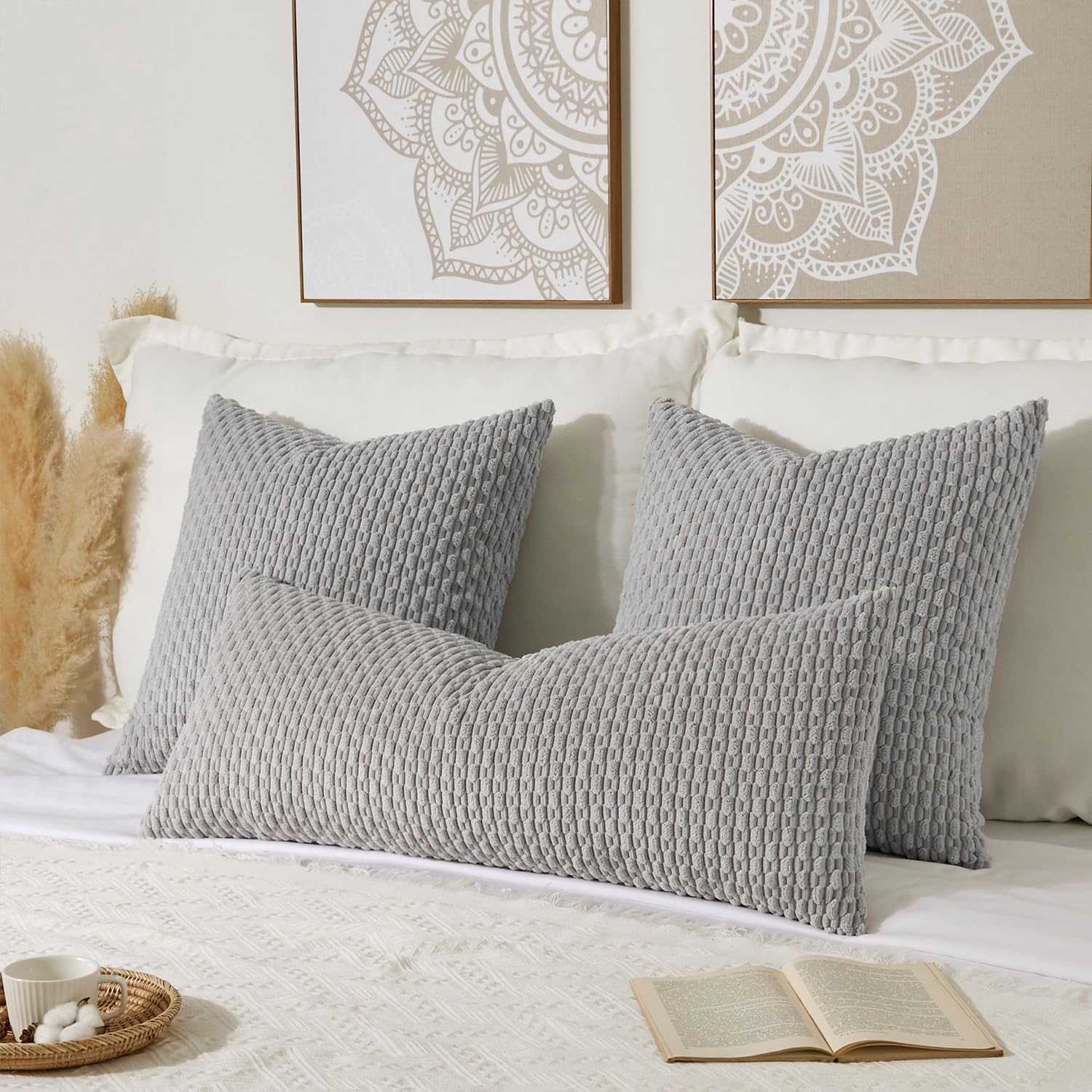 KevinTextile Kevin Textile 14x36 Inch Long Lumbar 1 Pack Boho Decorative Throw Pillow Cover Soft Striped Corduroy Rectangle Cushion Case Fa…