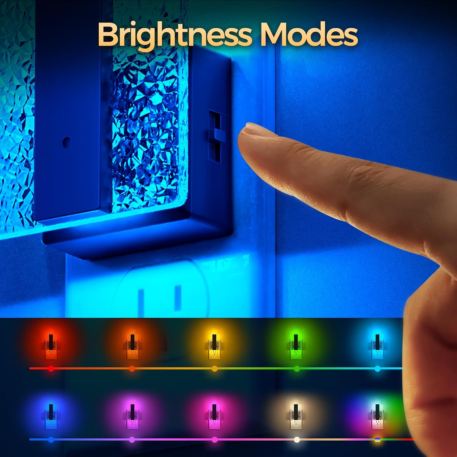 DORESshop LED Night Lights Plug into Wall [2 Packs], Decorative Night Light with Dusk-to-Dawn Sensor, RGB Color-Changing Nightlights with S…