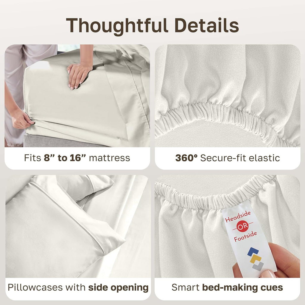 CaliforniaDesignDen California Design Den Soft 100% Cotton King Sheet Set, 400 Thread Count Good Housekeeping Award Winner, Silky Sateen We…