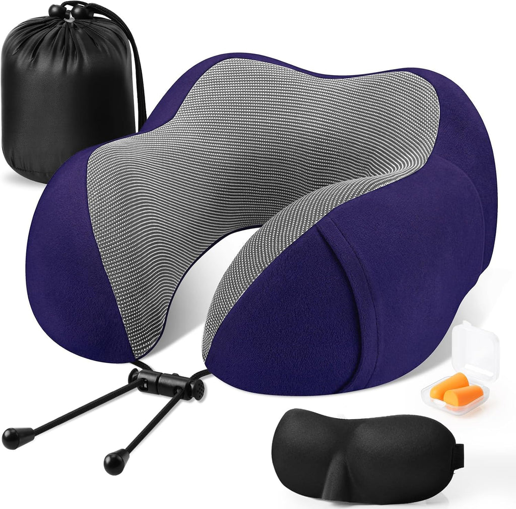 CloudBliss Travel Pillow Premium Memory Foam, Comfortable & Supportive Neck Pillow, Sleeping Neck Pillows for Travel, Airplane Pillow for…