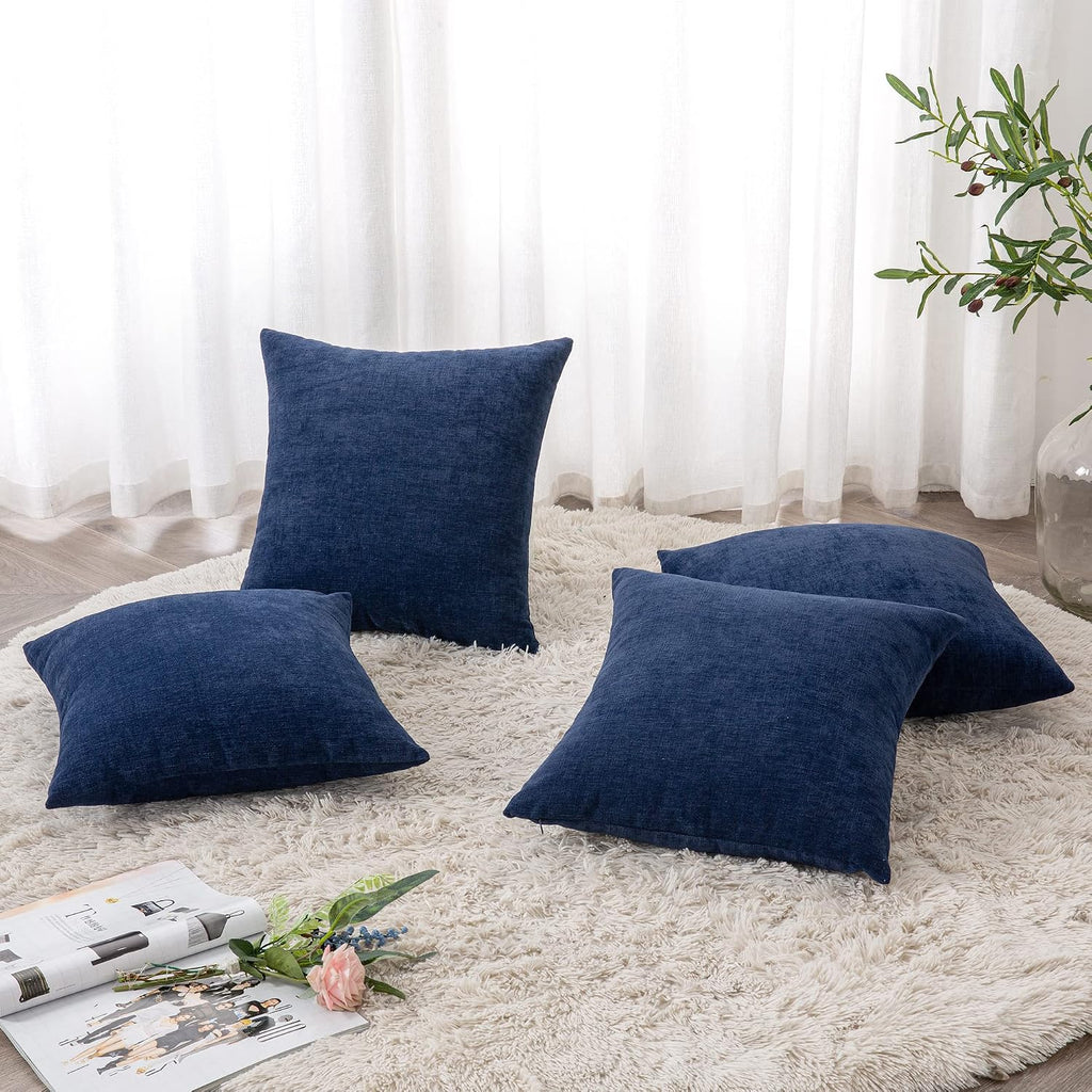 Gawamay Decorative Square Throw Pillow Covers 18"x18" Inch Set of 4, Super Soft Chenille Pillows Farmhouse Fall Pillowcase for Living Room…