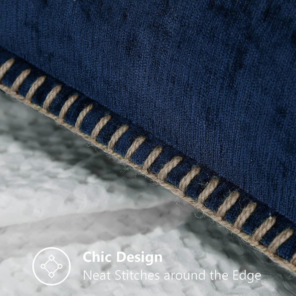 decorUhome Chenille Soft Cozy Throw Pillow Covers 24x24 Set of 2, Modern Farmhouse Boho Velvet Decorative Euro Sham Pillow Cases with Stitc…