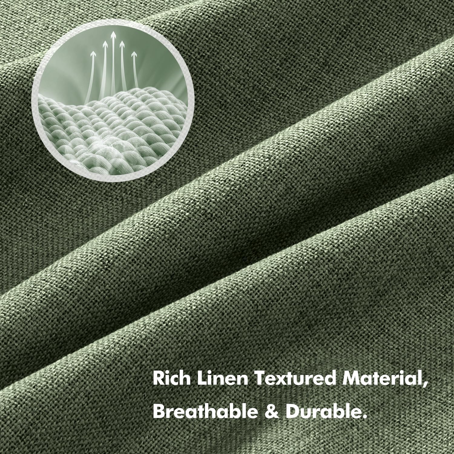 Miulee 100% Blackout Linen Curtains for Bedroom, Olive Green Solid Luxury Decor Thermal Insulation Room Darkening Drapes for Living Room Nu…