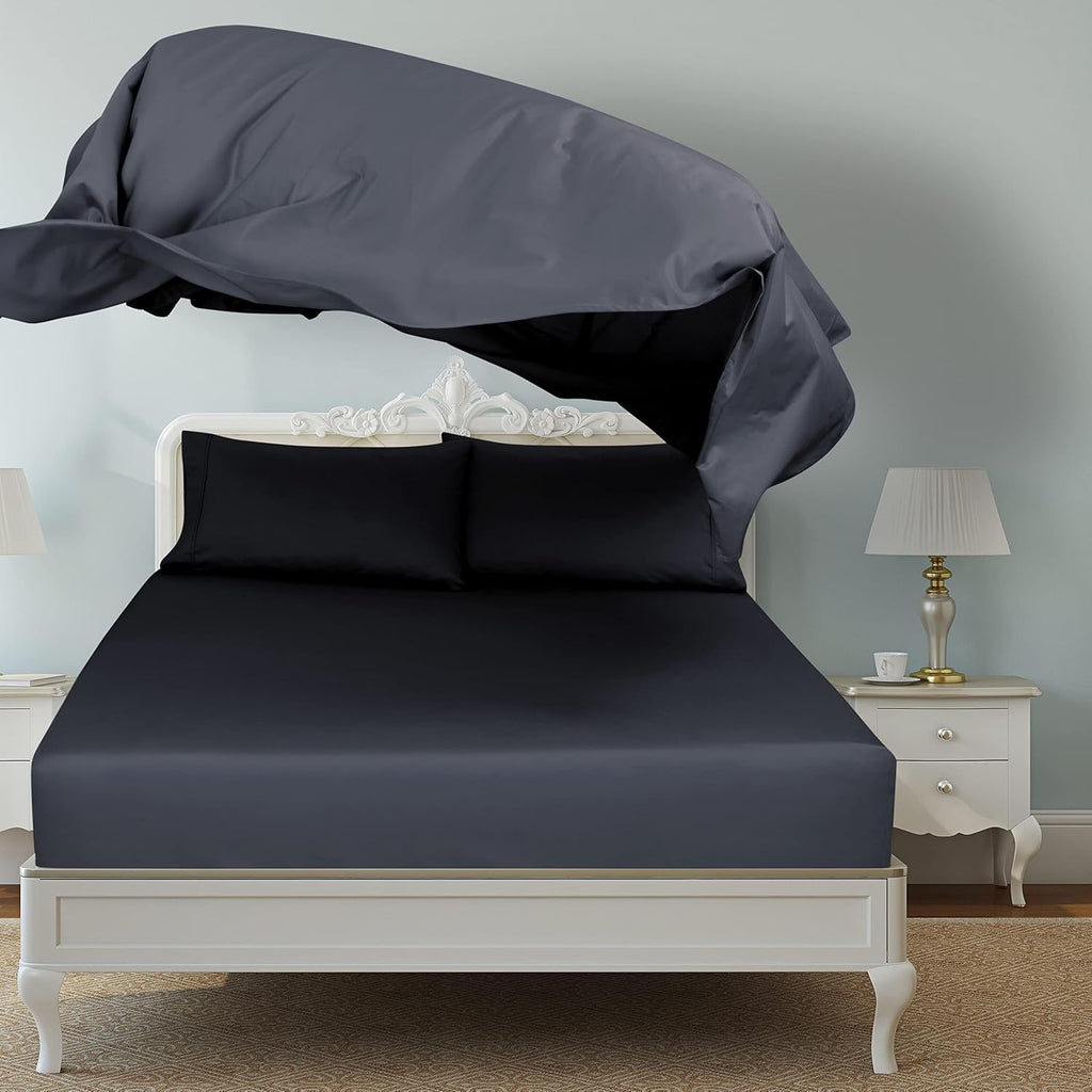 Royalelinens ROYALE LINENS 400 Thread Count 100% American Grown Cotton 4 Piece Sateen King Sheet Set - 1 Fitted Sheet, 1 Flat Sheet, 2 Pill…
