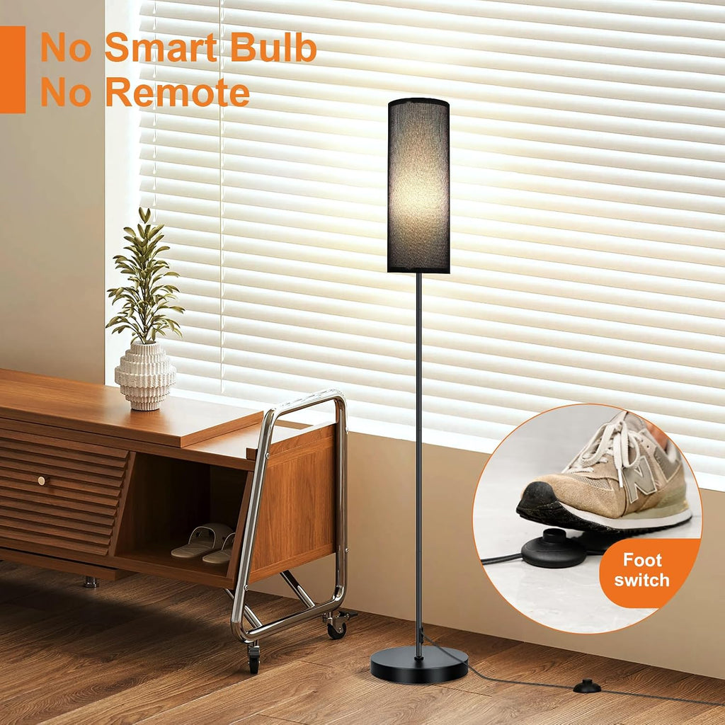 Fridekohome FRIDEKO HOME Black Shade Floor Lamp with, Simple Design with Foot Pedal Switch, Small Tall Lamps for Living Room Bedroom Office…