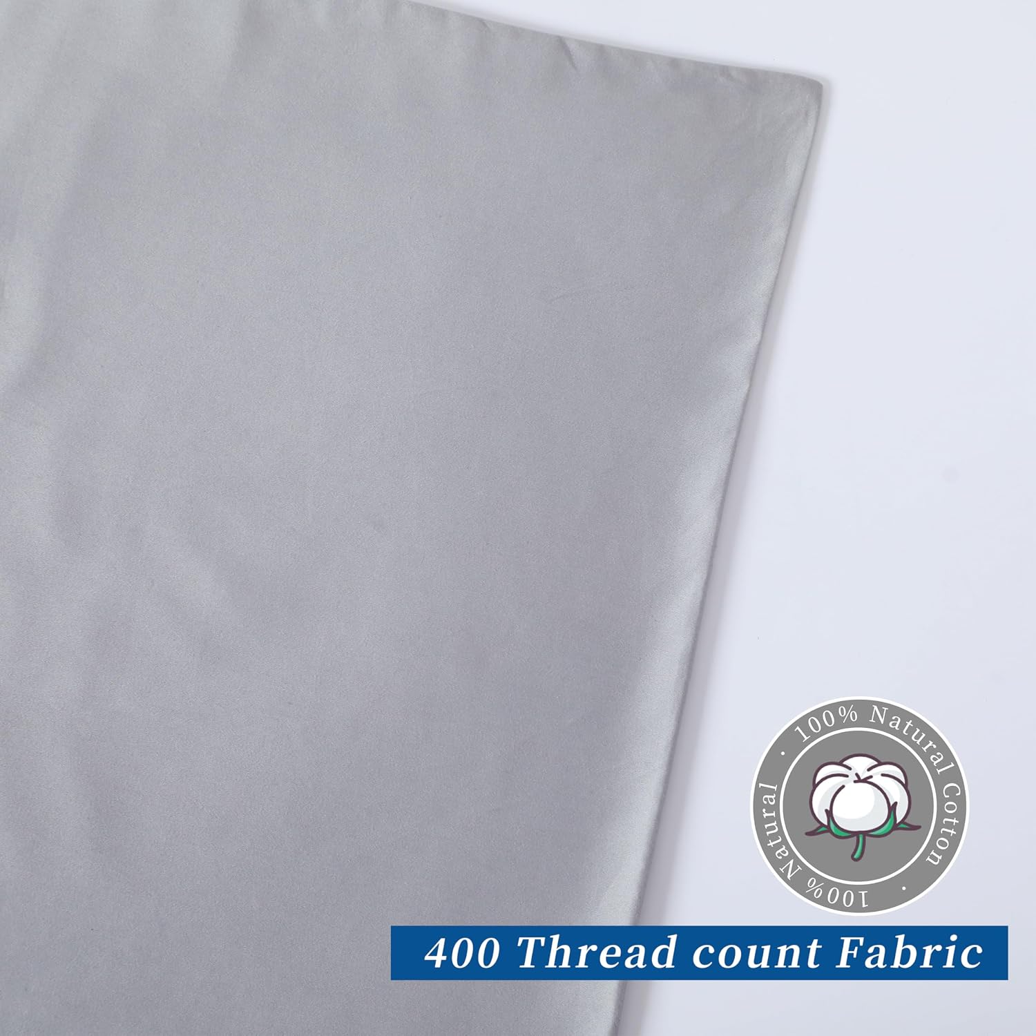 ZaizaiHome Queen Size Pillow Protector Set of 2, 100% Egyptian Cotton Pillow Cases with Zipper 400 Thread Count Sateen Weave Cotton Grey Pi…