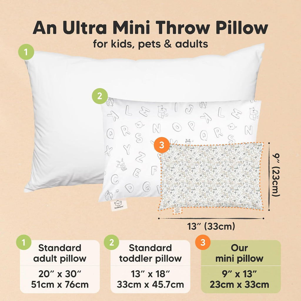 Mini Toddler Pillow with Pillowcase - 9x13 My Little Dreamy Travel Kids Pillow for Sleeping, Toddler Bed, Small, Tiny, Organic Cotton…