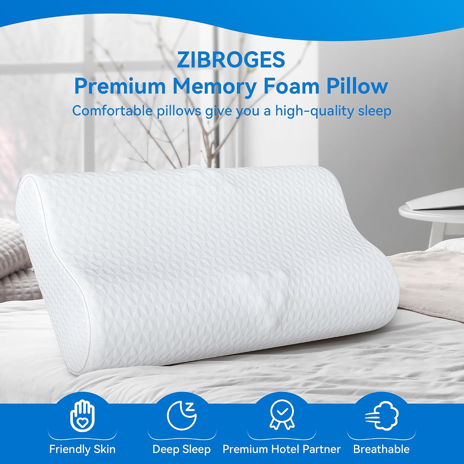 zibroges Cervical Neck Pillow for - Queen Size Adjustable Cooling Pillow for Sleeping, Memory Foam Pillows for Neck Shoulder, Ergonomic Con…