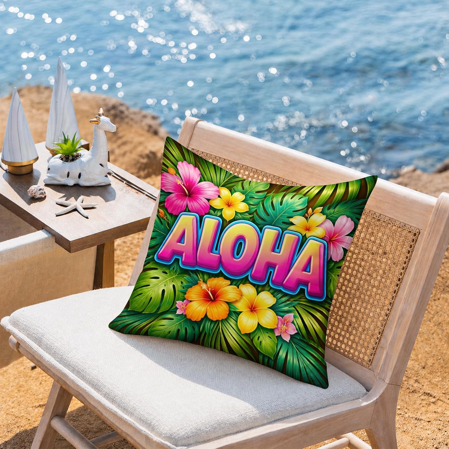 BlissYard Aloha Tropical Throw Pillow Covers 18x18 Set of 2 Decorative Pillow Covers Hawaiian Summer Floral Pillow Covers for Couch Sofa…
