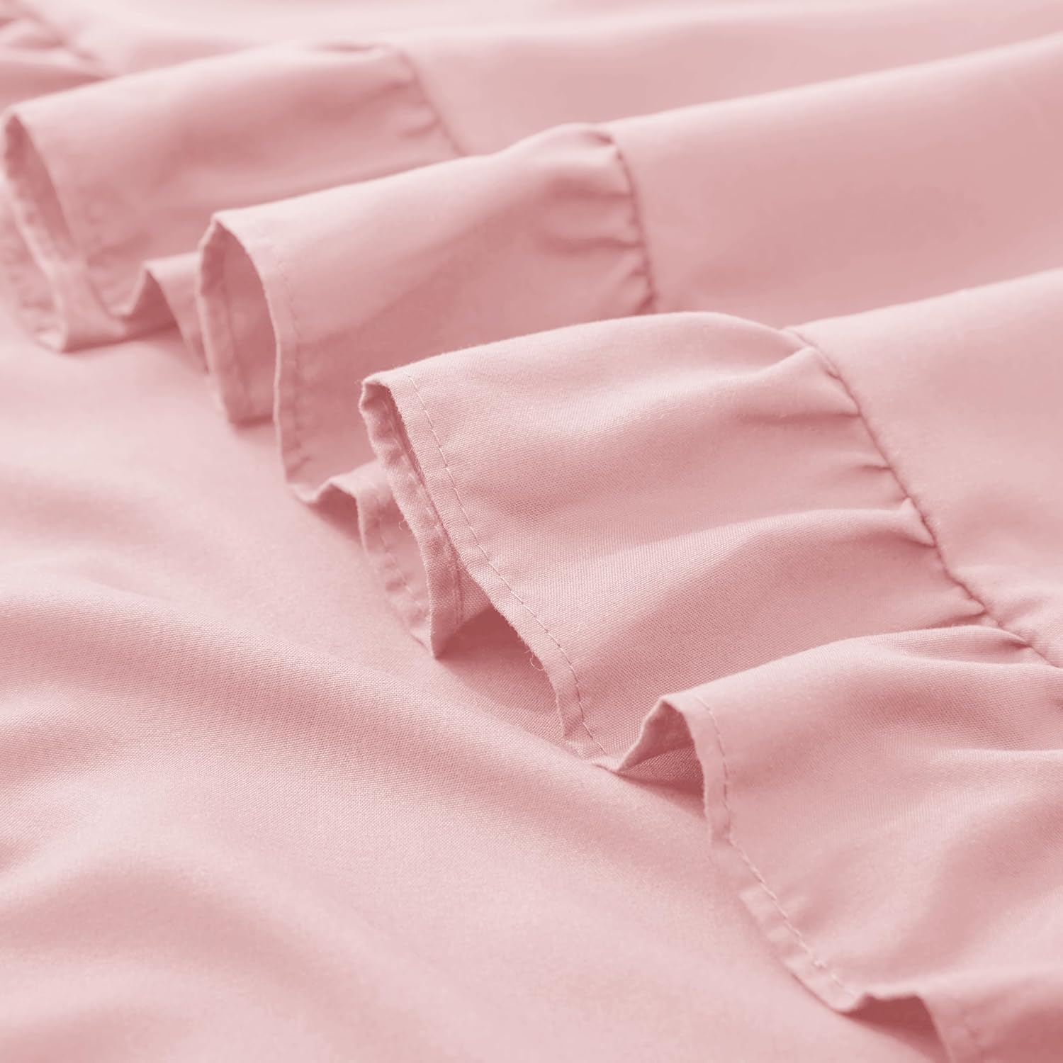 KKJIAF Ruffle Pillow Cases 24x24 Inches, Light Pink Square Ruffled Pillow Covers Set of 2, Microfiber Wrinkle Resistant Pillow Shams with…