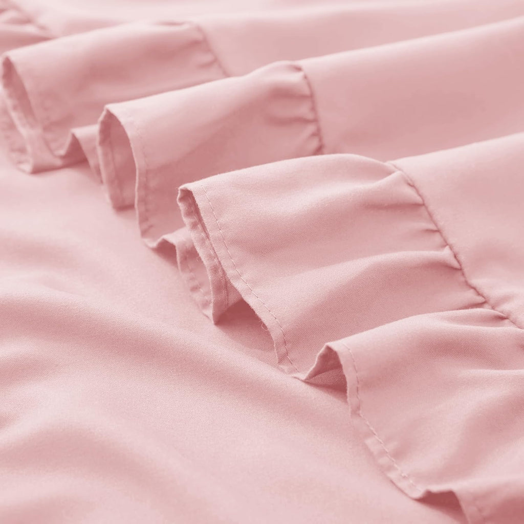 KKJIAF Ruffle Pillow Cases 20x20 Inches, Light Pink Square Ruffled Pillow Covers Set of 2, Microfiber Wrinkle Resistant Pillow Shams with…