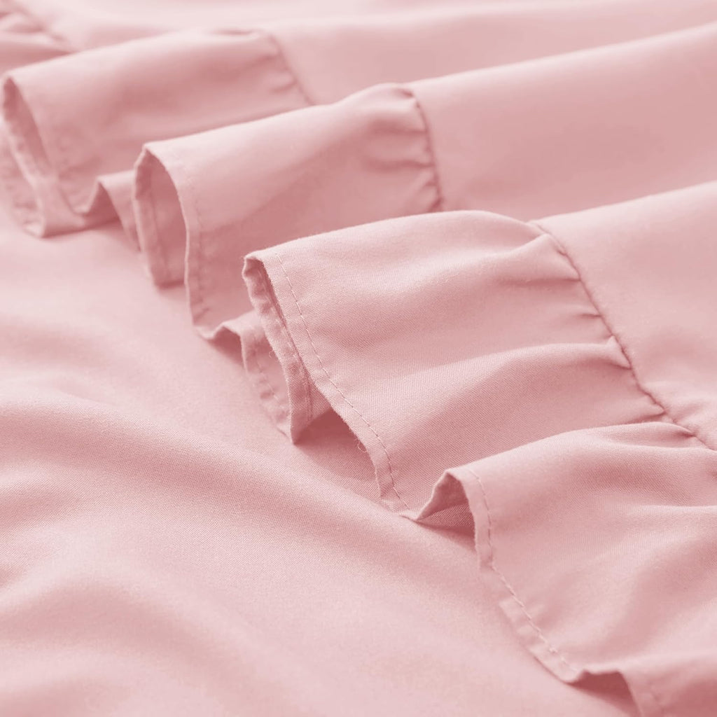 KKJIAF Ruffle Pillow Cases 18x18 Inches, Light Pink Square Ruffled Pillow Covers Set of 2, Microfiber Wrinkle Resistant Pillow Shams with…