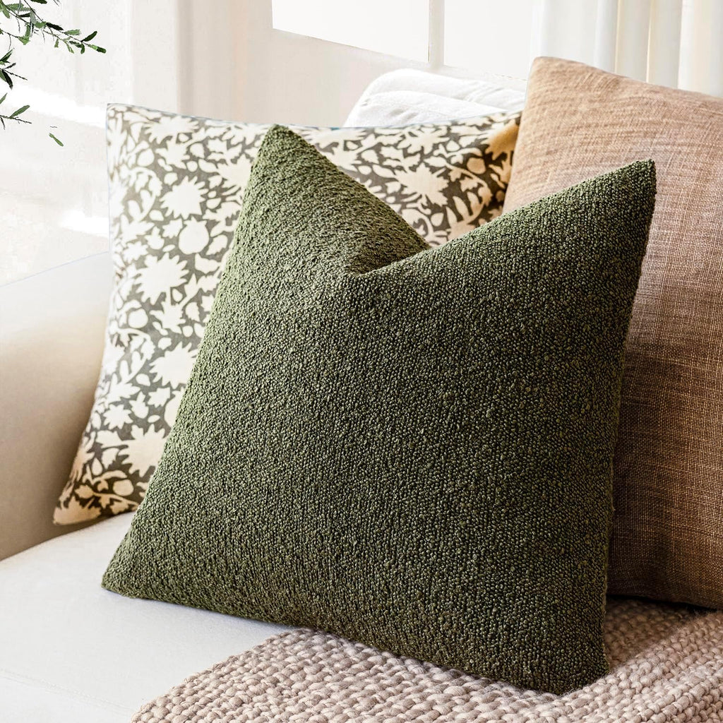 Foindtower Decorative Textured Boucle Throw Pillow Covers Accent Solid Pillow Cases Neutral Soft Cozy Couch Cushion Case for Chair Sofa…