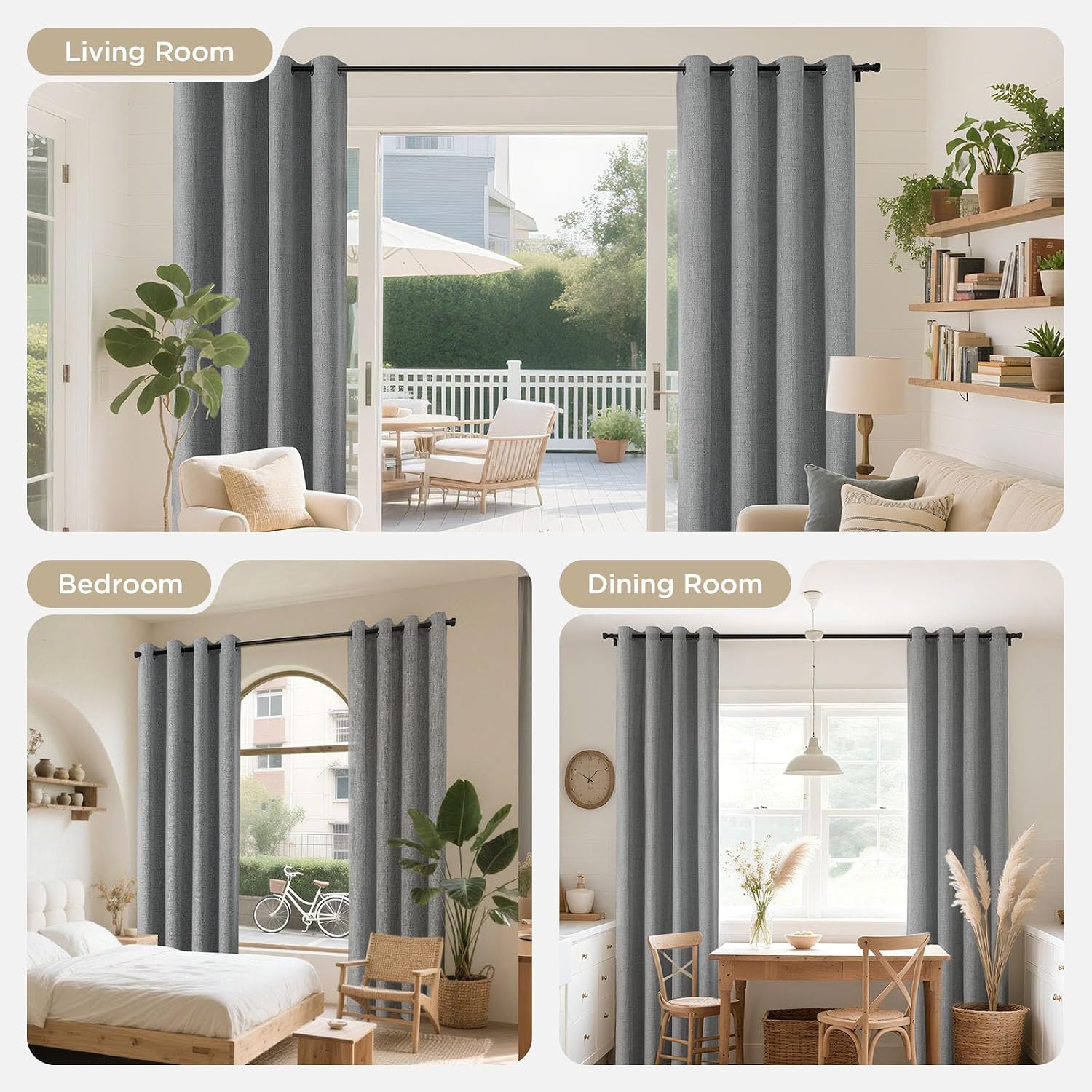 Joydeco Light Grey Blackout Curtains 84 Inches Long, Curtains 84 Inch Length 1 Panel for Bedroom, Thermal Insulated Linen Black Out…