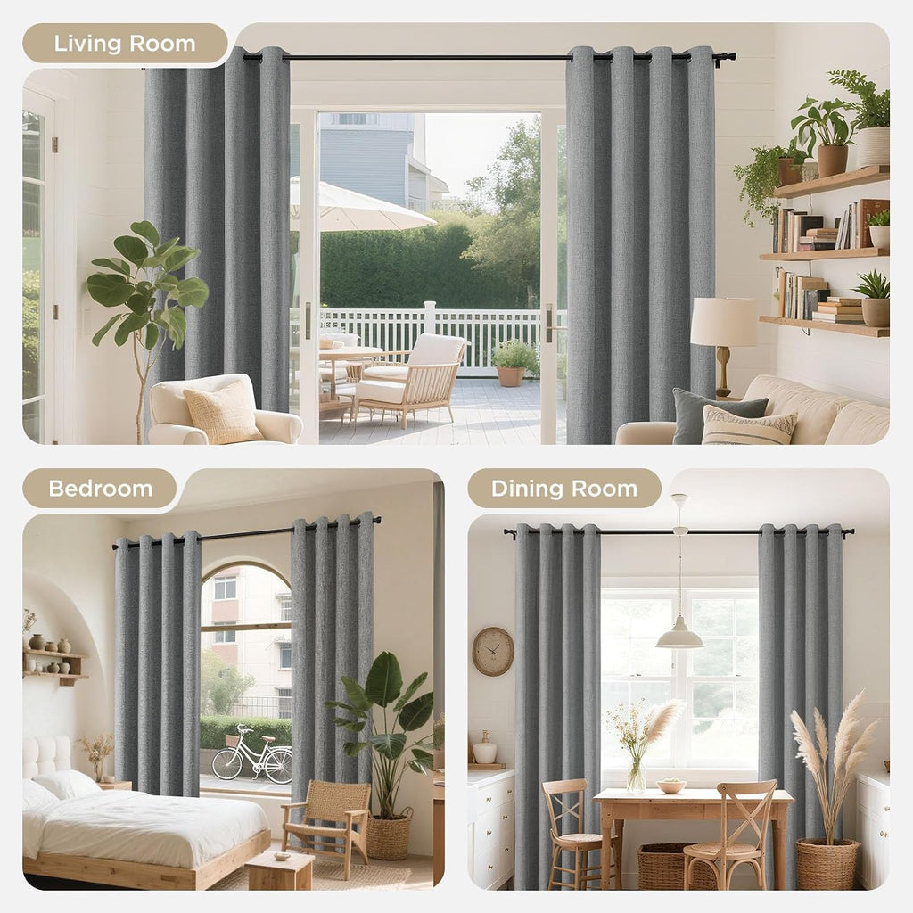 Joydeco Blackout Curtains 63 Inches Long 2 Panels Burg, Room Darkening Curtains for Bedroom, 100% Black Out Textured Thermal Drapes Privacy…