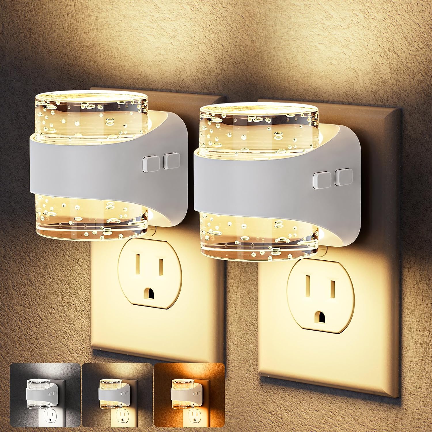Briignite Night Light Plug into Wall, Dimmable Night Light with Bubble Design 3000K/4000K/5000K & 3 Brightness Levels for Baby Nursery…