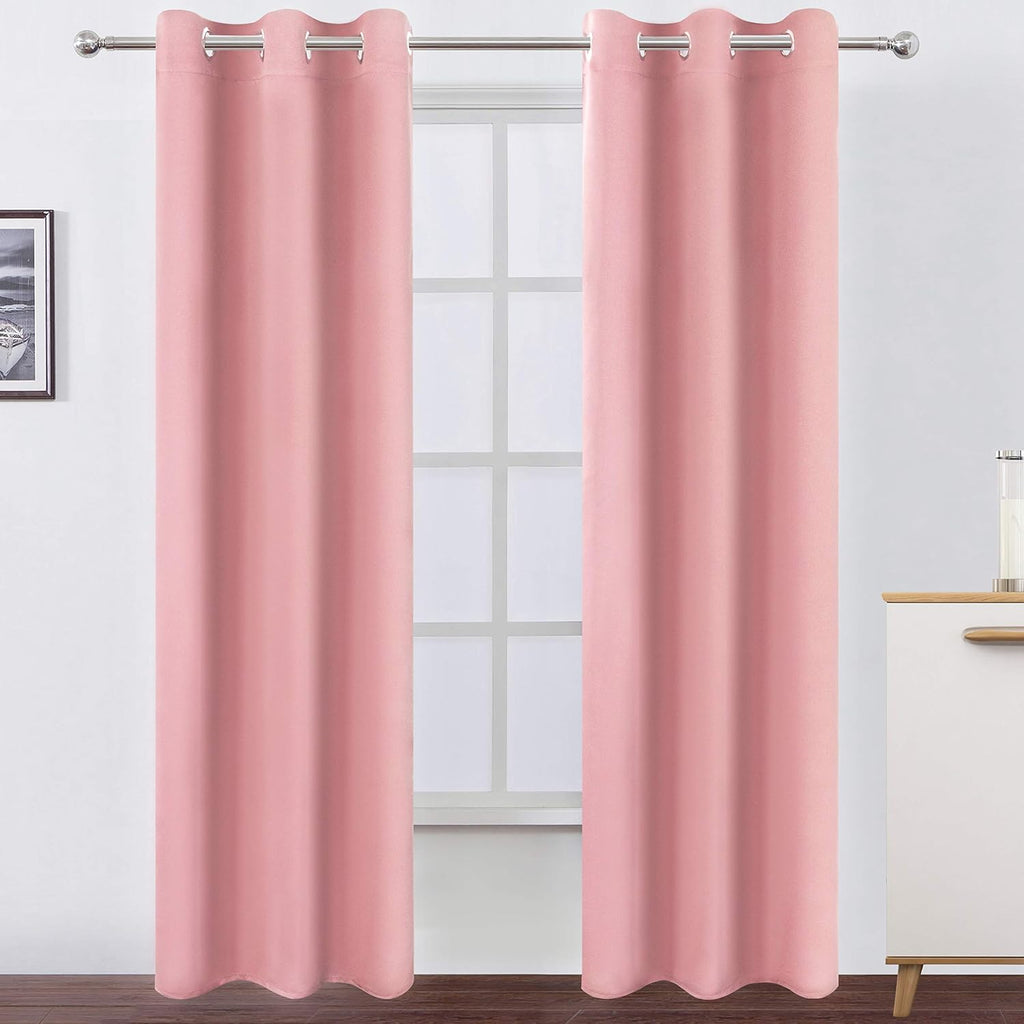 Lemomo Blackout Curtains 42 x 95 inch/Pink Curtains Set of 2 Panels/Thermal Insulated Room Darkening Bedroom Curtains 95 inch Pink