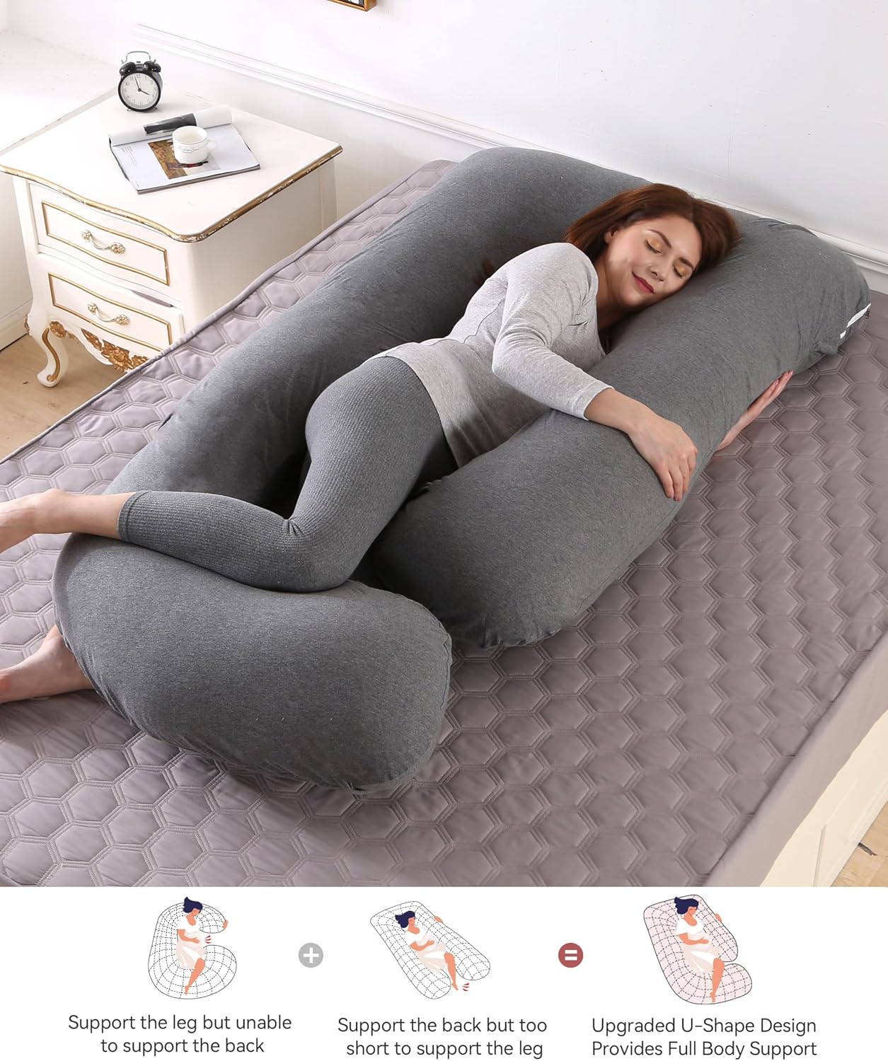 Battop Pregnancy Pillow for Sleeping, Full Body Pillow for Pregnancy Women with Removable Cover, 57 Inch Maternity Pillow, Support for Back…