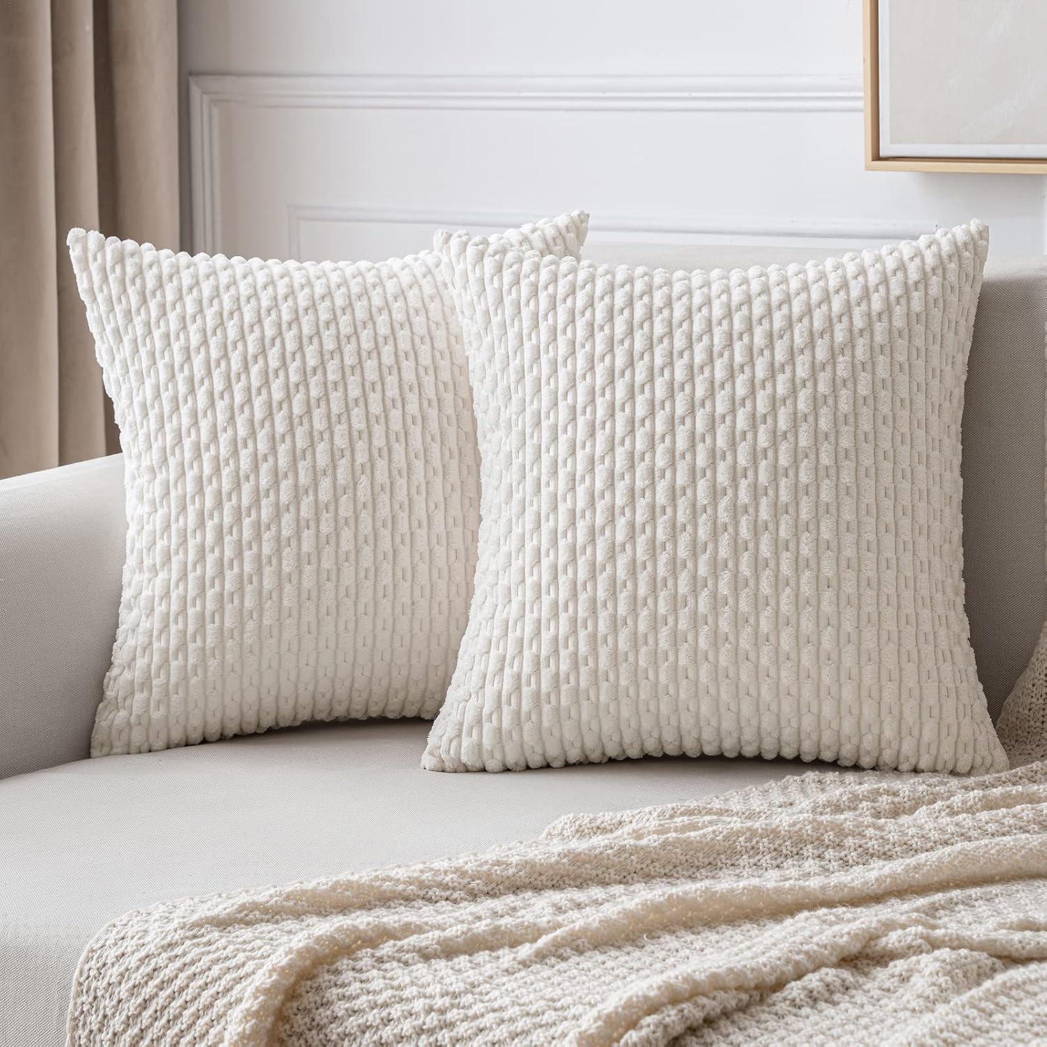 Miulee Christmas Throw Pillow Covers Soft Corduroy Decorative Set of 2 Boho Striped Pillow Covers Pillowcases Farmhouse Home Decor for Couc…