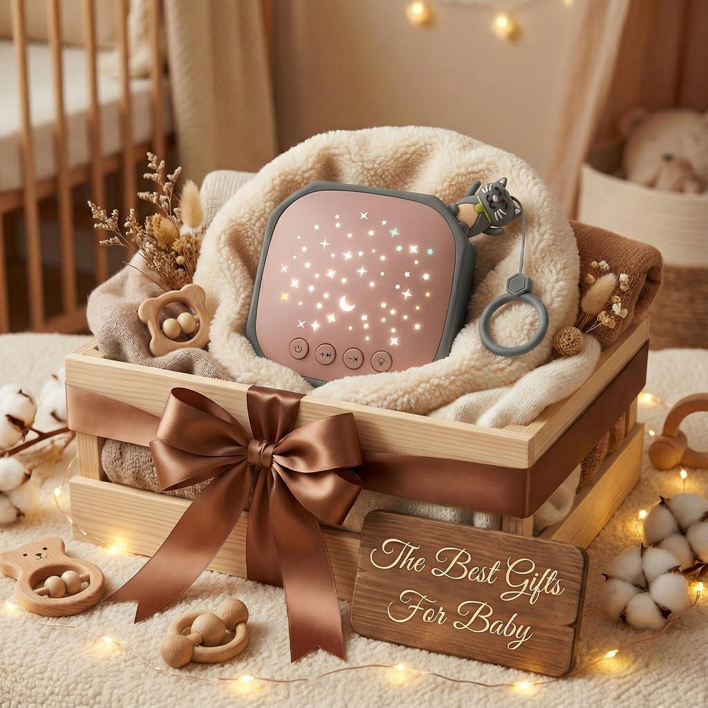 Junificent Portable White Noise Sound Machine with Star Projector | Sound relaxation Calm Music Machine Baby Sleep Soother with Hook for…