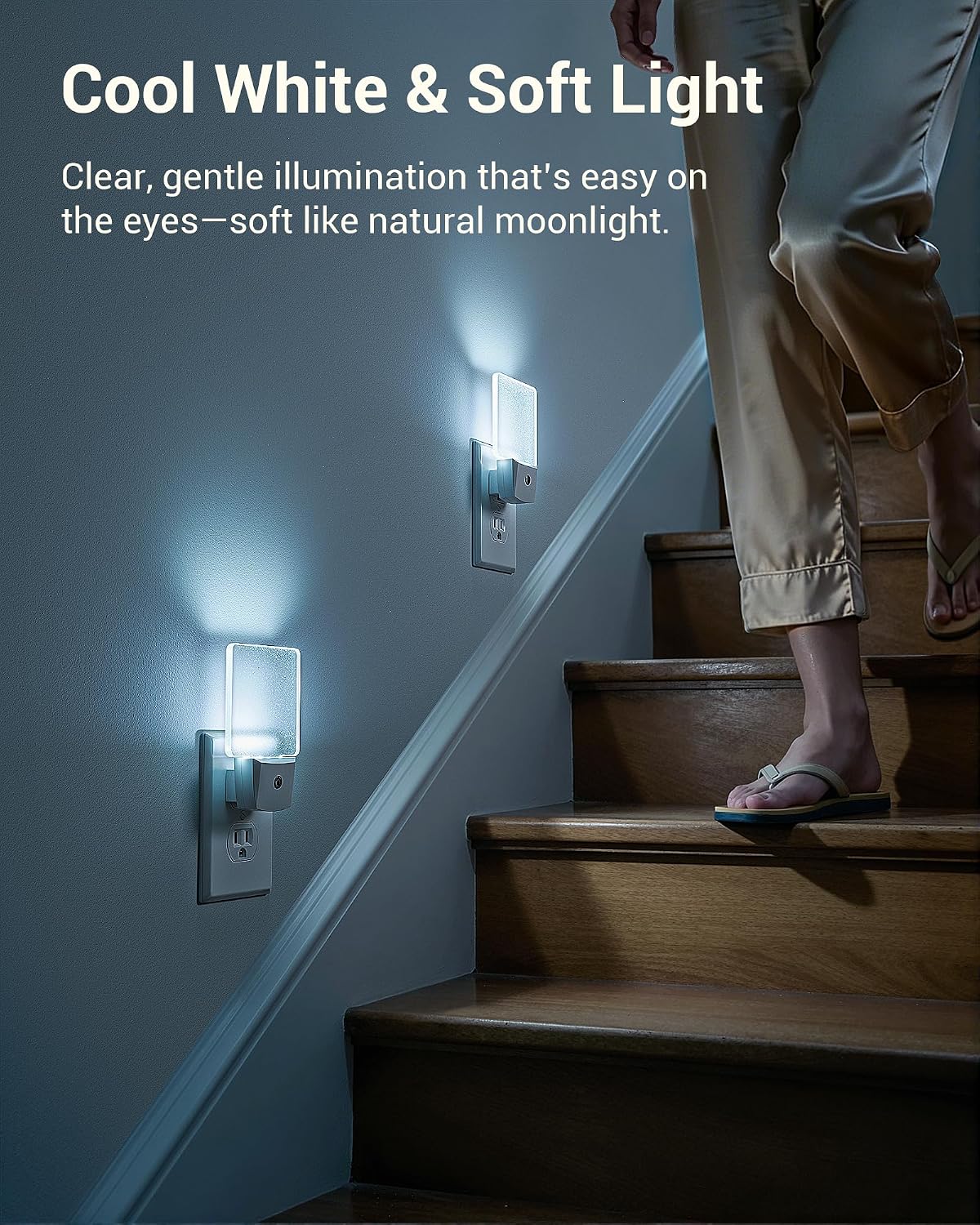 DEWENWILS Night Lights Plug into Wall, Plug in LED Night Lights with Dusk to Dawn Sensor, Cool White Nightlight for Bathroom, Hallway…