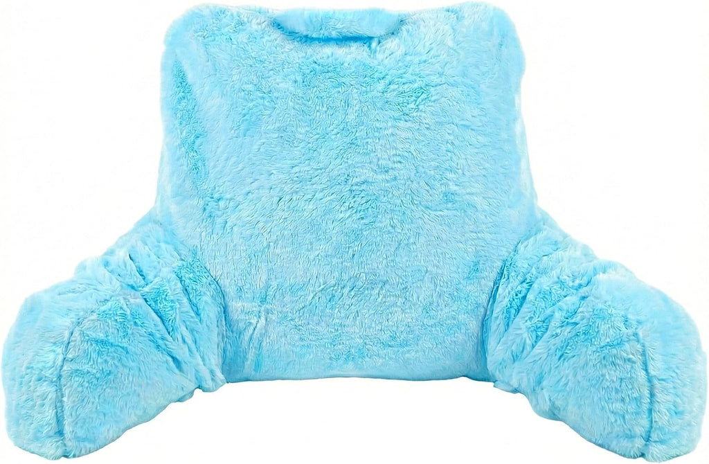 ComfortSpa Reading Pillow Replacement Cover for 19 inch Back Rest Pillow, Polyester Velour Machine Wash and Dry (Faux Fur Blue)