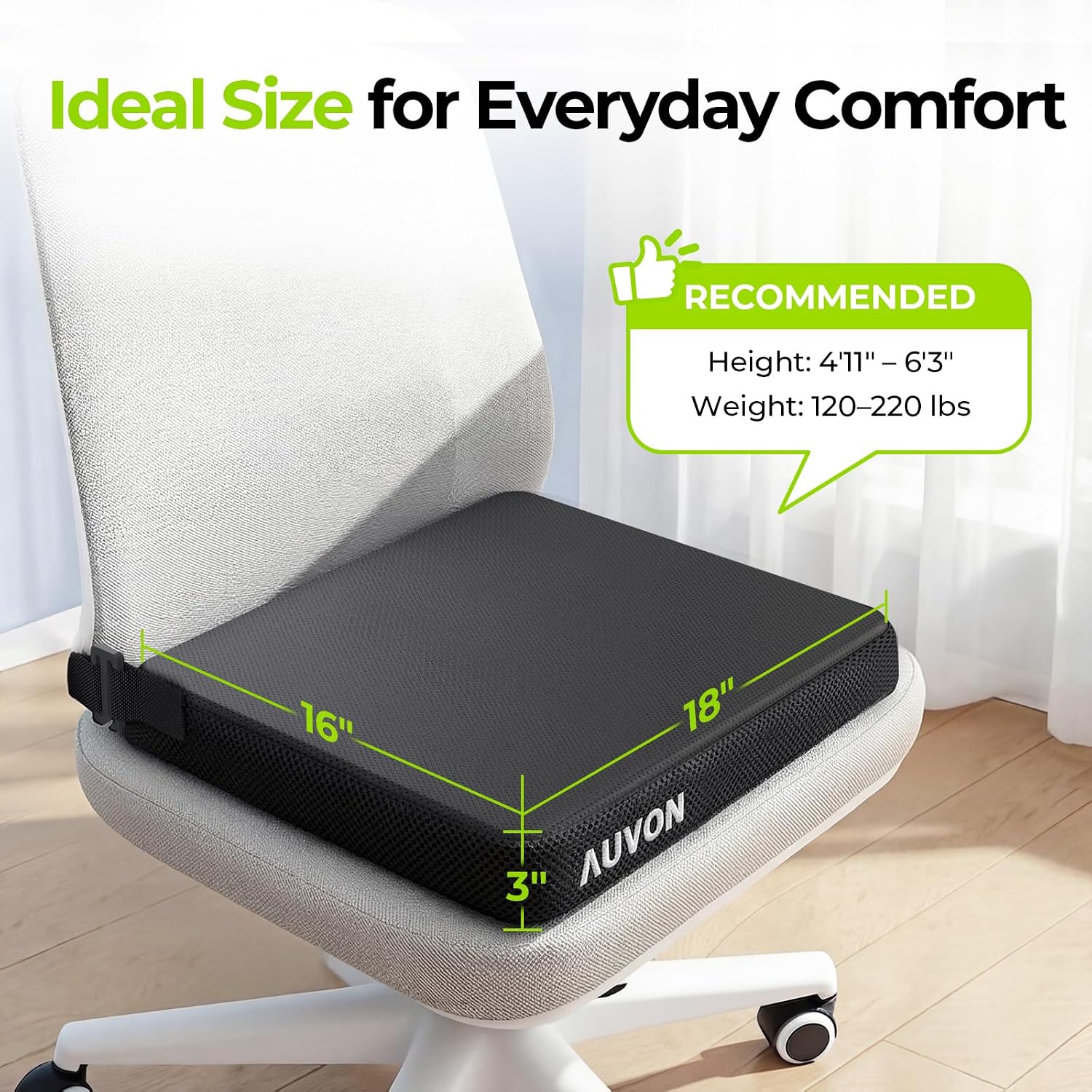 Auvon Cooling Gel Wheelchair Seat Cushion for Sciatica, Back, Pressure Sore and Ulcer, Breathable Memory Foam Chair Cushion with Waterproo…