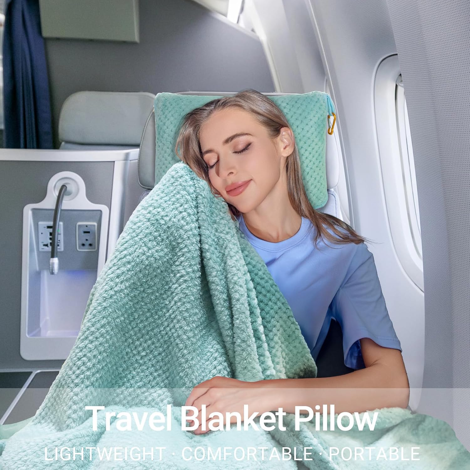 Compact Travel Blanket for Airplane, Premium Soft 2-in-1 Blanket with Pillowcase and Carry Bag, Lightweight Travel Essentials with…