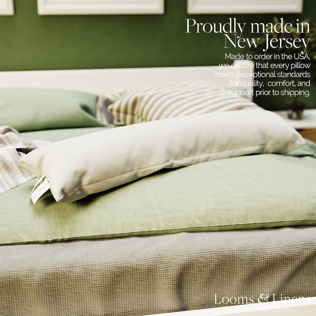 LoomsLinens 12x48 inch Boudoir Pillow by Looms and Linens with Down Alternative Lumbar Throw Pillow - USA Made Lumbar Pillow Pack of 1 48 I…