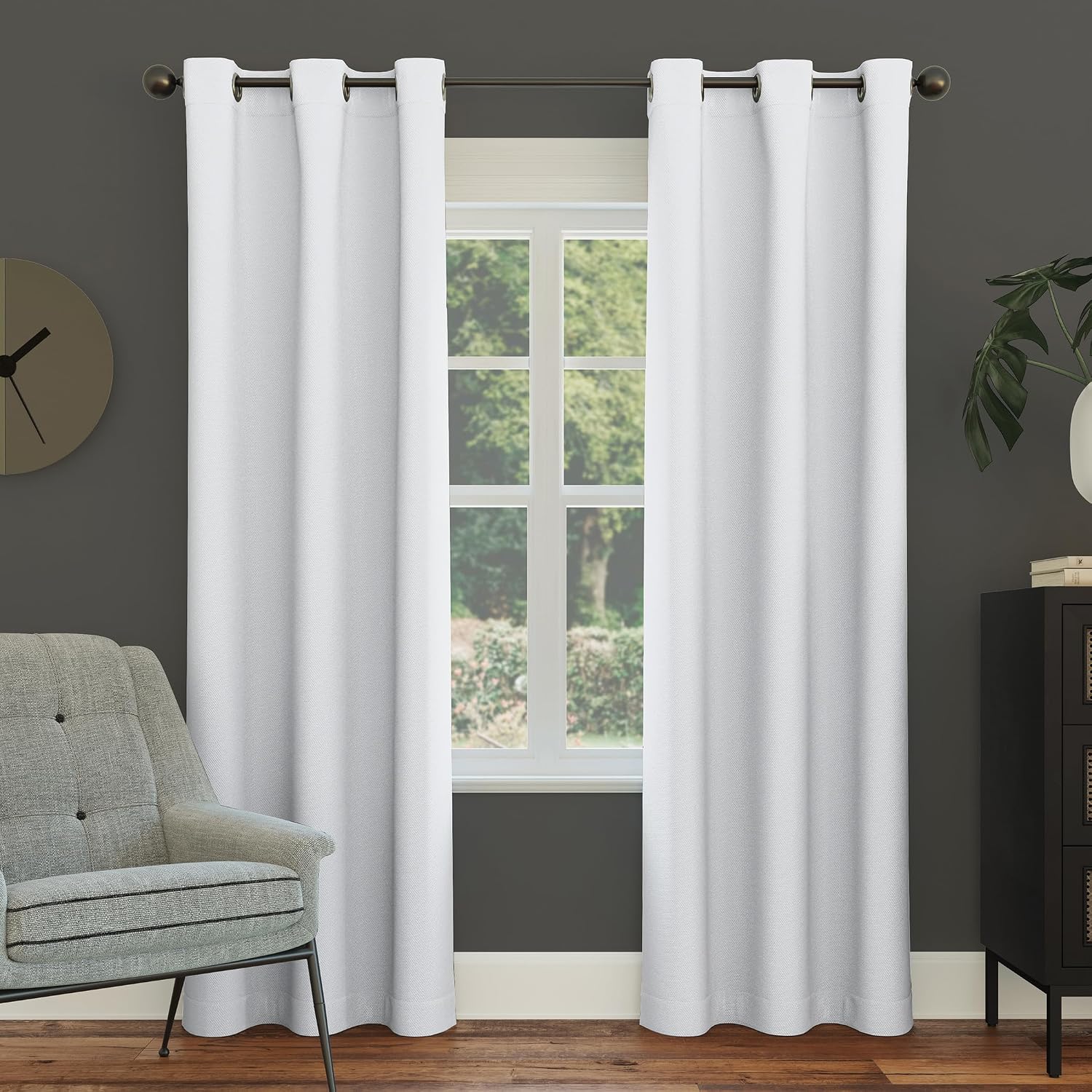 Sun Zero Easton Energy Saving Blackout Grommet Curtain Panel, Oyster White, 40" W x 120" L (1 Panel)