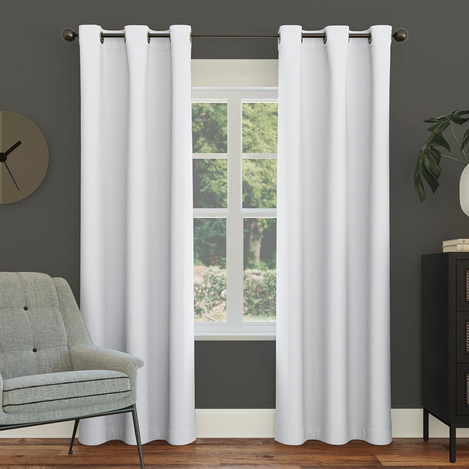 Sun Zero Easton Energy Saving Blackout Grommet Curtain Panel, 40" x 54", Dove White