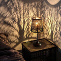 3 Level Dimmable Touch Table Lamp, Black Metal Tree Pattern Shadow Lamp, Small Bedside Night Light for Kids, Vintage Accent Decor Lamp…