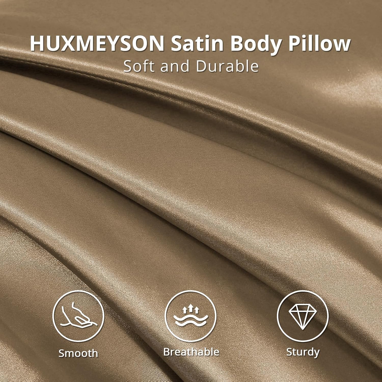 Huxmeyson Body Pillow with Satin Pillowcase, Body Pillow for Adults, Removable Cover, Brown(20"x54" 1 count