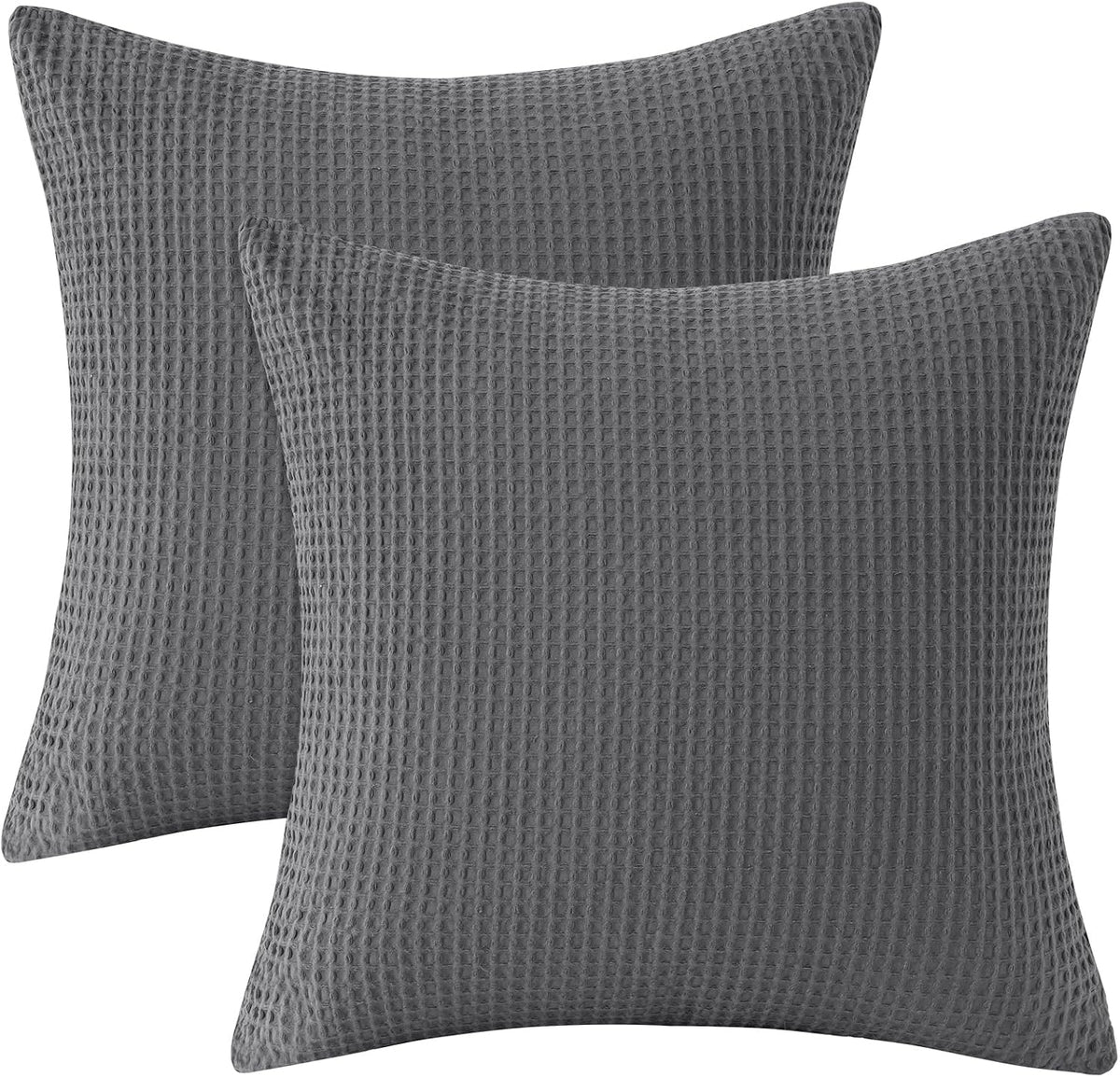 Phf 100% Cotton Waffle Weave Throw Pillow Cover, 20" x 20", No Filling, 2 Pack Elegant Home Decorative Square Throw Pillow Covers for Bed C…