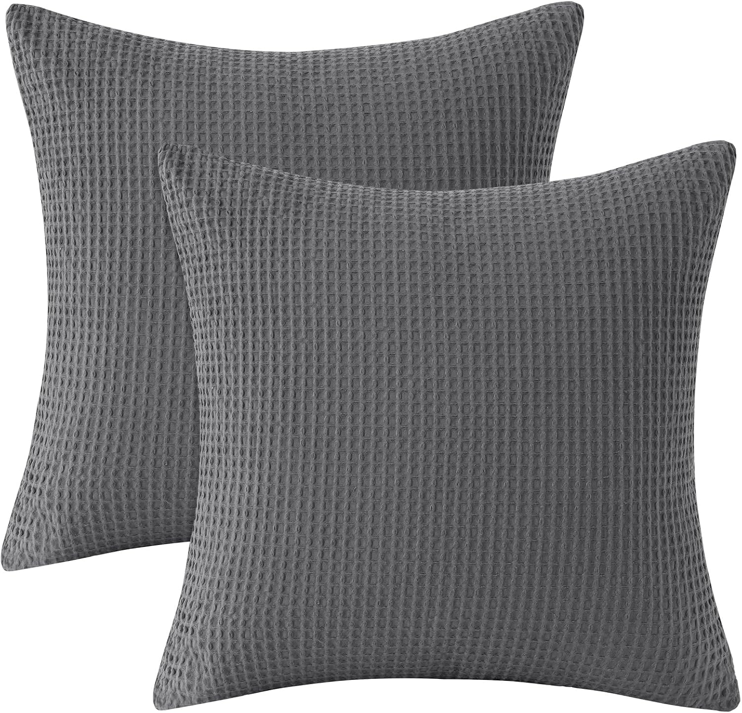 Phf 100% Cotton Waffle Weave Euro Shams 26" x 26", No Filling, 2 Pack Elegant Home Decorative Euro Throw Pillow Covers for Bed Couch Sofa,…