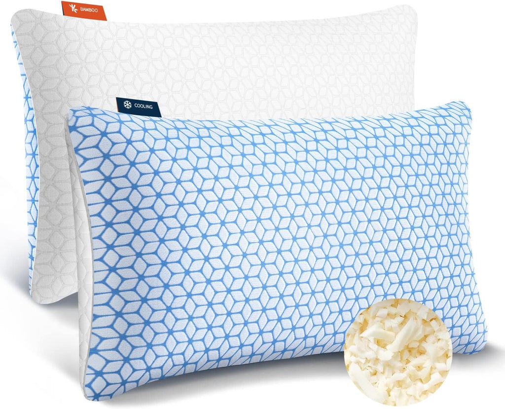 Love Attitude Shredded Memory Foam Pillows King Size Set of 2, Cooling Pillow Firm and Soft Adjustable for Side Back Stomach Sleepers