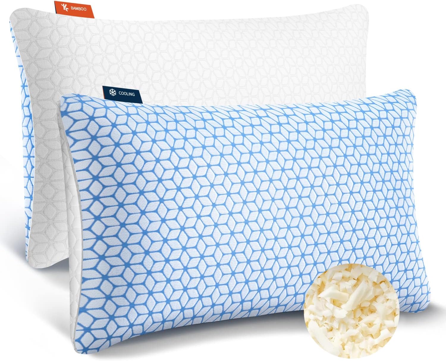 Love Attitude Shredded Memory Foam Pillows King Size Set of 2, Cooling Pillow Firm and Soft Adjustable for Side Back Stomach Sleepers