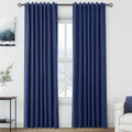 Nanspring Classic Blue 100% Blackout Linen Curtains 84 Inch Length 2 Panels Set for Bedroom Back Tab Modern Coastal Decor Black Out Curtain…