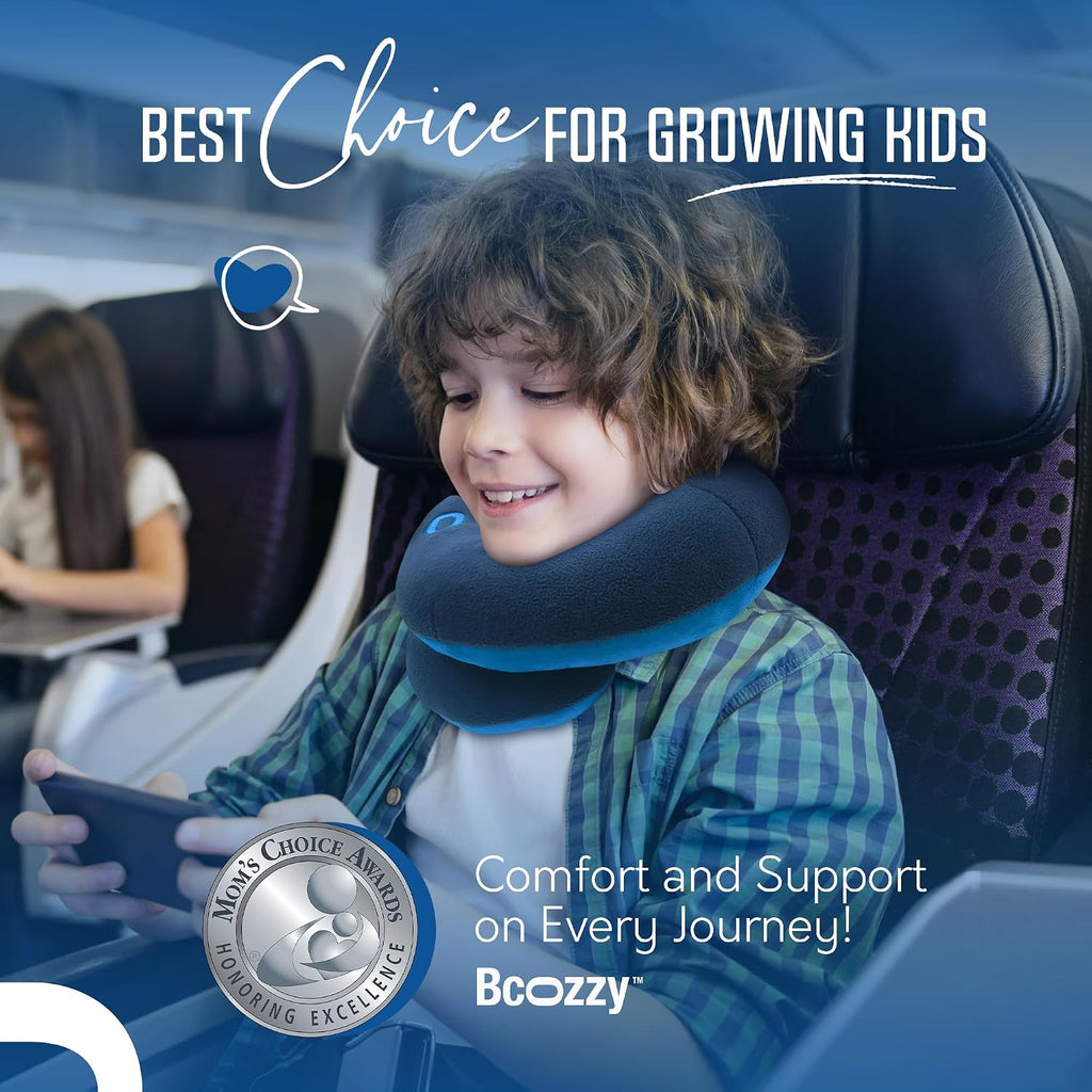 BCOZZY Kids Travel Neck Pillow (8-12 Y/O) – Patented Soft Child Pillow for Head & Chin Support in Car, Airplane, and Road Trip Sleeping.…